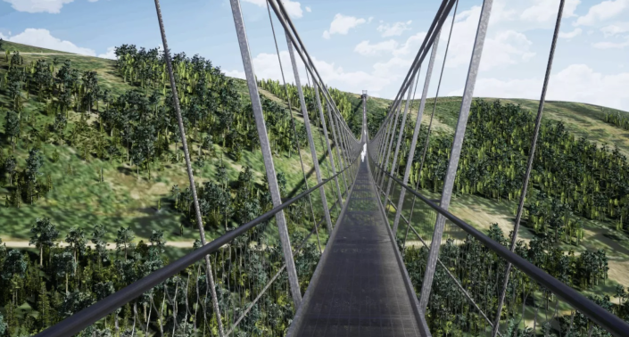 Sky Bridge Visutý most přes údolí na Dolní Moravě